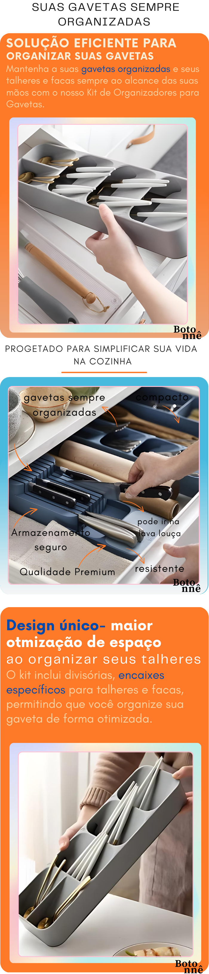 Organizadores para Gavetas kit- Talheres e Facas